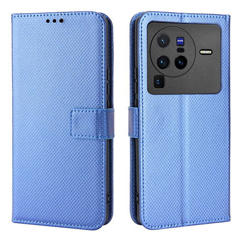 Coque Portefeuille Livre Cuir Etui Clapet BY1 pour Vivo X80 Pro 5G Bleu