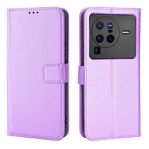 Coque Portefeuille Livre Cuir Etui Clapet BY1 pour Vivo X80 Pro 5G Violet