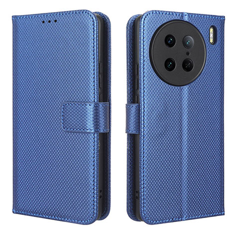 Coque Portefeuille Livre Cuir Etui Clapet BY1 pour Vivo X90 Pro 5G Bleu