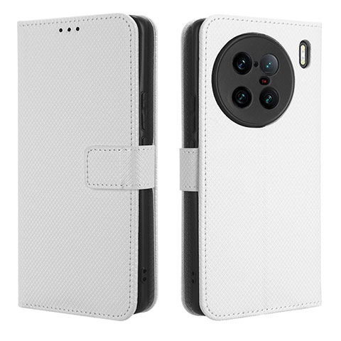 Coque Portefeuille Livre Cuir Etui Clapet BY1 pour Vivo X90 Pro+ Plus 5G Blanc