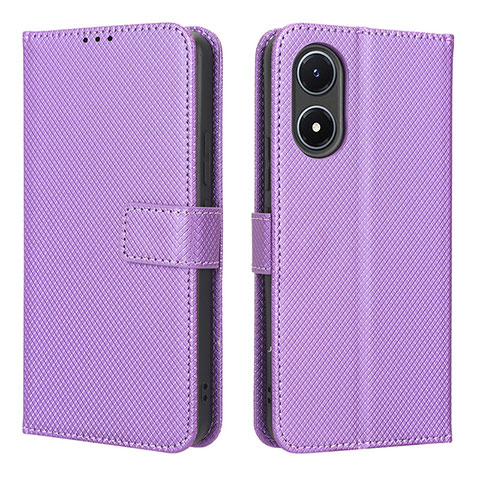 Coque Portefeuille Livre Cuir Etui Clapet BY1 pour Vivo Y02S Violet