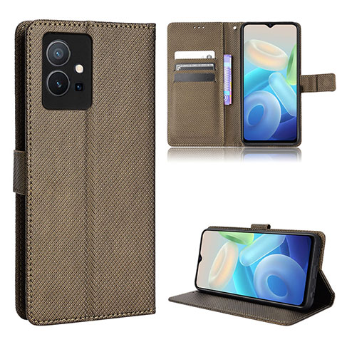 Coque Portefeuille Livre Cuir Etui Clapet BY1 pour Vivo Y33e 5G Marron