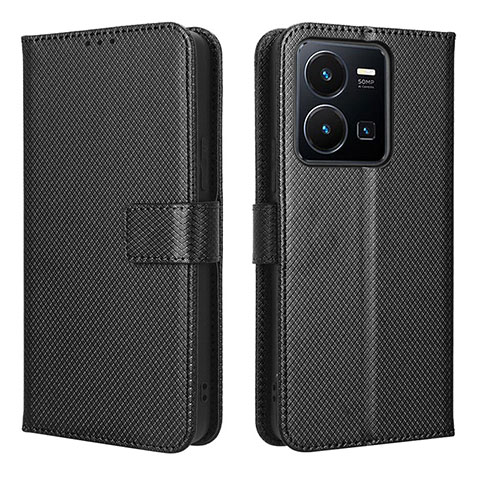 Coque Portefeuille Livre Cuir Etui Clapet BY1 pour Vivo Y35 4G Noir