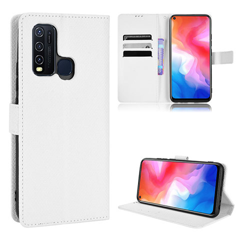 Coque Portefeuille Livre Cuir Etui Clapet BY1 pour Vivo Y50 Blanc