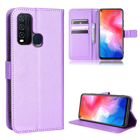 Coque Portefeuille Livre Cuir Etui Clapet BY1 pour Vivo Y50 Violet