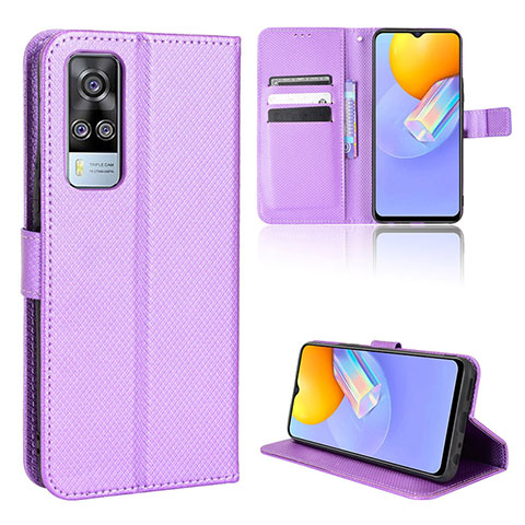 Coque Portefeuille Livre Cuir Etui Clapet BY1 pour Vivo Y51A Violet