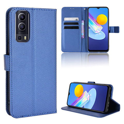 Coque Portefeuille Livre Cuir Etui Clapet BY1 pour Vivo Y52 5G Bleu