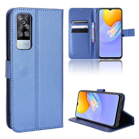 Coque Portefeuille Livre Cuir Etui Clapet BY1 pour Vivo Y53s NFC Bleu