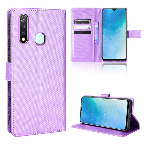 Coque Portefeuille Livre Cuir Etui Clapet BY1 pour Vivo Y5s Violet