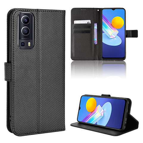 Coque Portefeuille Livre Cuir Etui Clapet BY1 pour Vivo Y72 5G Noir