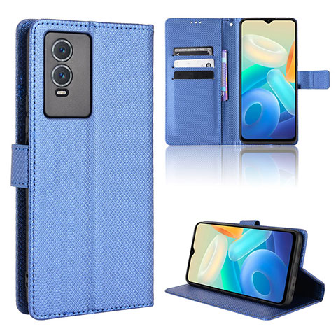 Coque Portefeuille Livre Cuir Etui Clapet BY1 pour Vivo Y76s 5G Bleu