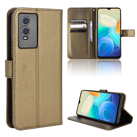 Coque Portefeuille Livre Cuir Etui Clapet BY1 pour Vivo Y76s 5G Marron