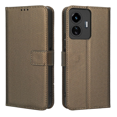 Coque Portefeuille Livre Cuir Etui Clapet BY1 pour Vivo Y77 5G Marron