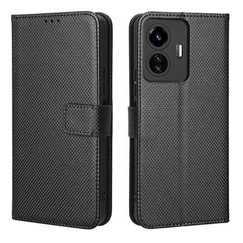 Coque Portefeuille Livre Cuir Etui Clapet BY1 pour Vivo Y77e 5G Noir