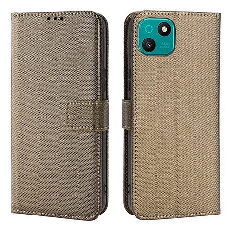 Coque Portefeuille Livre Cuir Etui Clapet BY1 pour Wiko T10 Marron