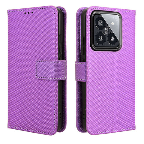 Coque Portefeuille Livre Cuir Etui Clapet BY1 pour Xiaomi Mi 14 5G Violet