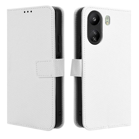 Coque Portefeuille Livre Cuir Etui Clapet BY1 pour Xiaomi Poco C65 Blanc