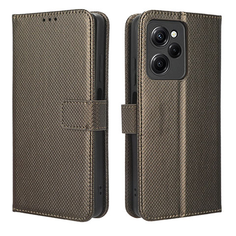 Coque Portefeuille Livre Cuir Etui Clapet BY1 pour Xiaomi Poco X5 Pro 5G Marron