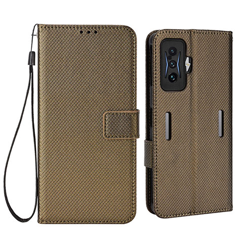 Coque Portefeuille Livre Cuir Etui Clapet BY1 pour Xiaomi Redmi K50 Gaming 5G Marron