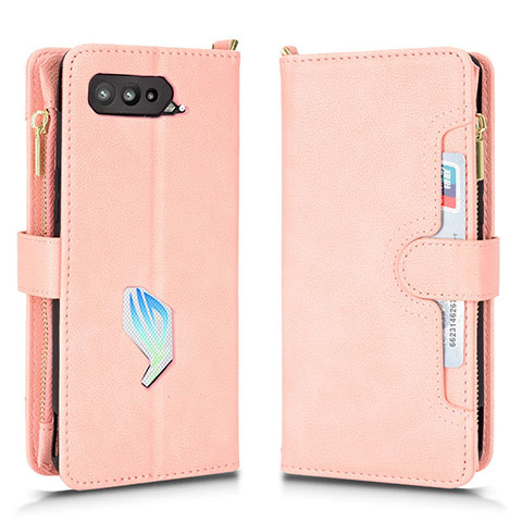 Coque Portefeuille Livre Cuir Etui Clapet BY2 pour Asus ROG Phone 5 Pro Or Rose