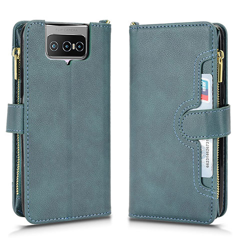 Coque Portefeuille Livre Cuir Etui Clapet BY2 pour Asus ZenFone 8 Flip ZS672KS Vert