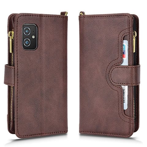 Coque Portefeuille Livre Cuir Etui Clapet BY2 pour Asus Zenfone 8 ZS590KS Marron