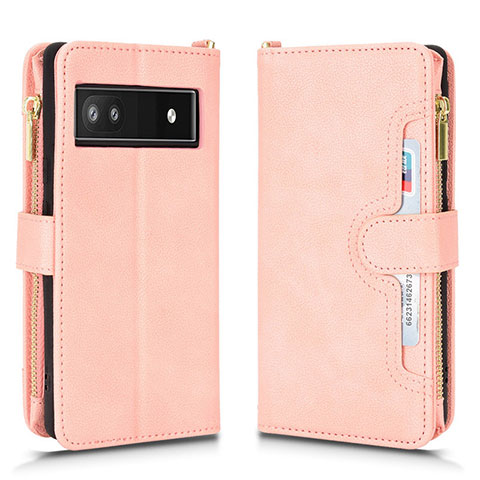 Coque Portefeuille Livre Cuir Etui Clapet BY2 pour Google Pixel 6a 5G Or Rose