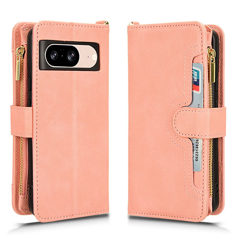 Coque Portefeuille Livre Cuir Etui Clapet BY2 pour Google Pixel 8 5G Or Rose