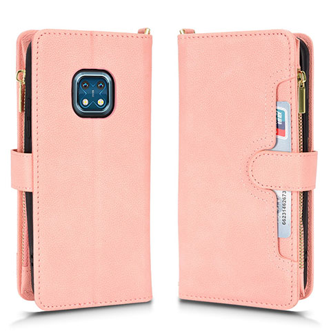 Coque Portefeuille Livre Cuir Etui Clapet BY2 pour Nokia XR20 Or Rose