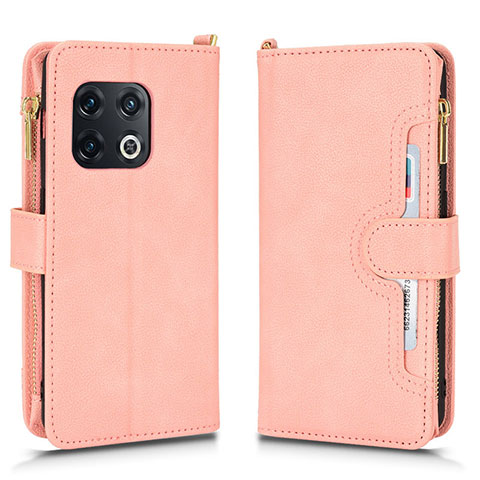 Coque Portefeuille Livre Cuir Etui Clapet BY2 pour OnePlus 10 Pro 5G Or Rose