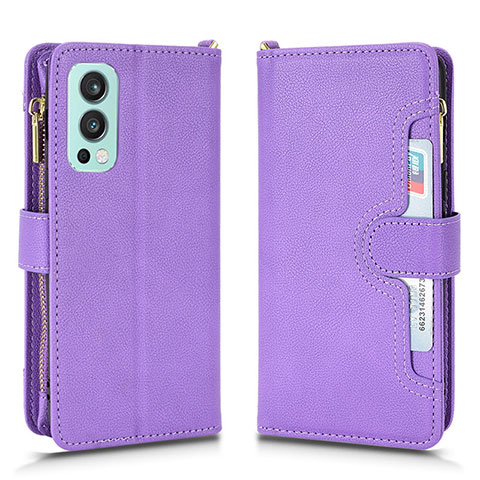 Coque Portefeuille Livre Cuir Etui Clapet BY2 pour OnePlus Nord 2 5G Violet