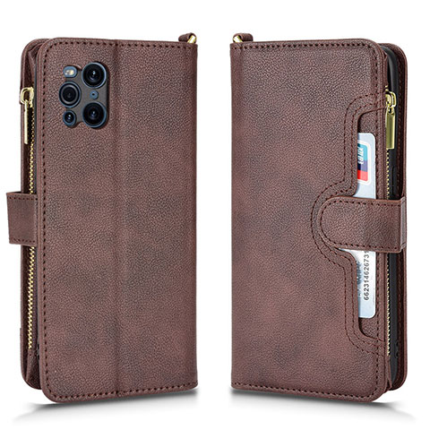 Coque Portefeuille Livre Cuir Etui Clapet BY2 pour Oppo Find X3 5G Marron