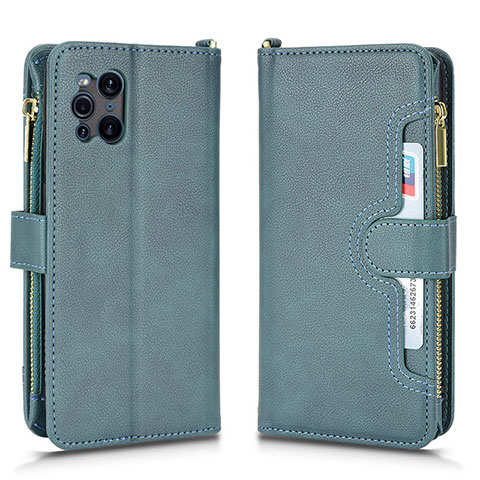 Coque Portefeuille Livre Cuir Etui Clapet BY2 pour Oppo Find X3 5G Vert