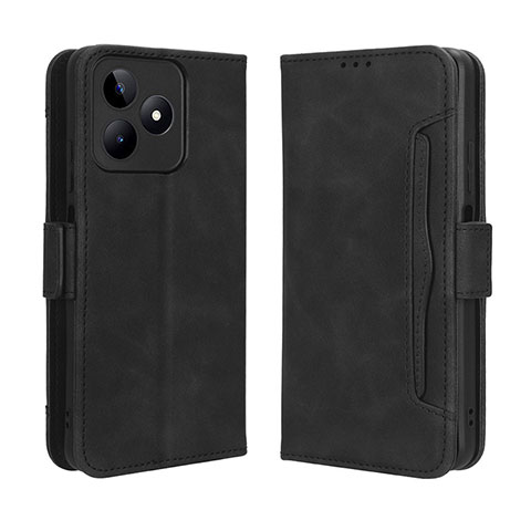 Coque Portefeuille Livre Cuir Etui Clapet BY2 pour Realme C53 India Noir