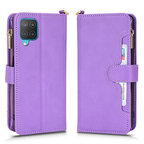 Coque Portefeuille Livre Cuir Etui Clapet BY2 pour Samsung Galaxy A12 Violet