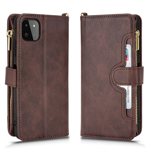 Coque Portefeuille Livre Cuir Etui Clapet BY2 pour Samsung Galaxy A22 5G Marron