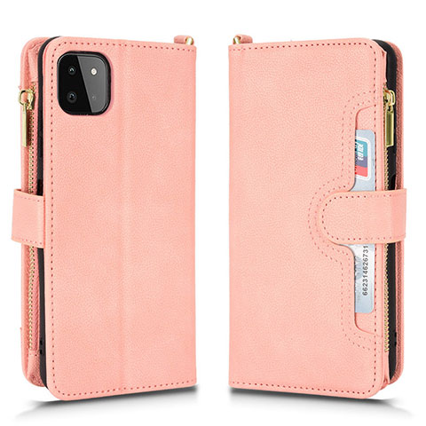 Coque Portefeuille Livre Cuir Etui Clapet BY2 pour Samsung Galaxy A22 5G Or Rose