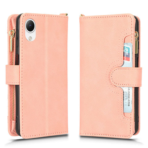 Coque Portefeuille Livre Cuir Etui Clapet BY2 pour Samsung Galaxy A23 5G SC-56C Or Rose