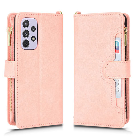 Coque Portefeuille Livre Cuir Etui Clapet BY2 pour Samsung Galaxy A53 5G Or Rose