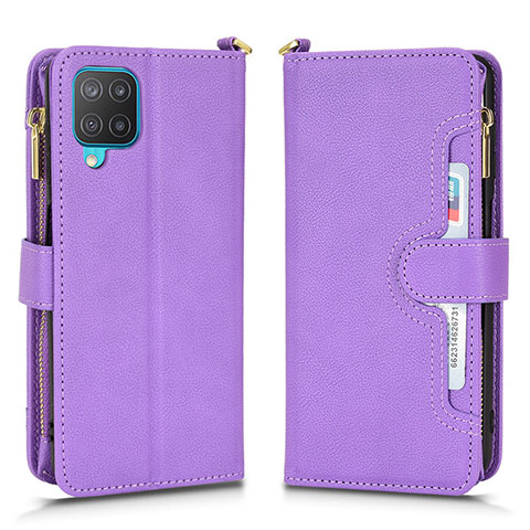 Coque Portefeuille Livre Cuir Etui Clapet BY2 pour Samsung Galaxy M12 Violet