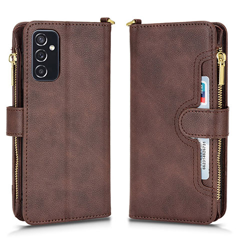 Coque Portefeuille Livre Cuir Etui Clapet BY2 pour Samsung Galaxy M52 5G Marron