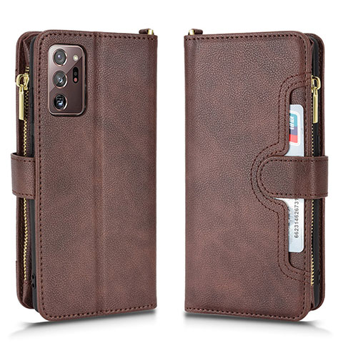 Coque Portefeuille Livre Cuir Etui Clapet BY2 pour Samsung Galaxy Note 20 Ultra 5G Marron