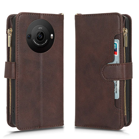 Coque Portefeuille Livre Cuir Etui Clapet BY2 pour Sharp Aquos R8 Pro Marron