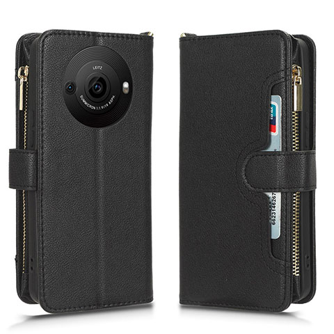 Coque Portefeuille Livre Cuir Etui Clapet BY2 pour Sharp Aquos R8 Pro Noir