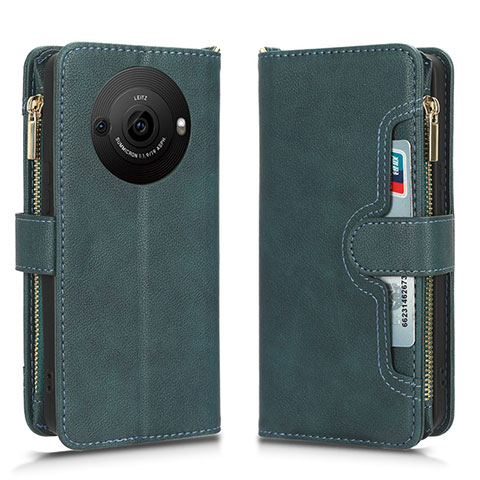 Coque Portefeuille Livre Cuir Etui Clapet BY2 pour Sharp Aquos R8 Pro Vert