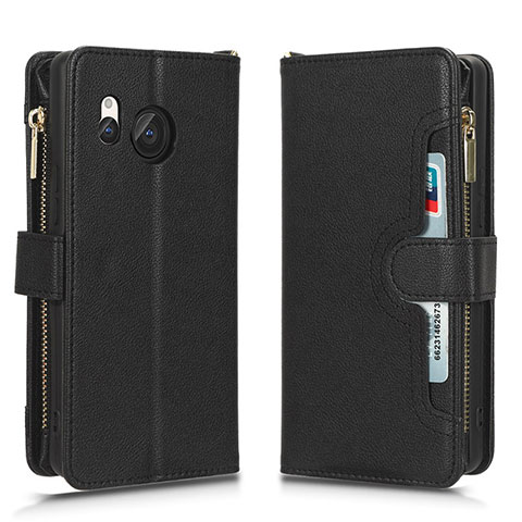 Coque Portefeuille Livre Cuir Etui Clapet BY2 pour Sharp Aquos R8s Noir