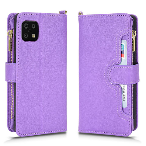 Coque Portefeuille Livre Cuir Etui Clapet BY2 pour Sharp Aquos Sense6 Violet