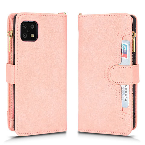 Coque Portefeuille Livre Cuir Etui Clapet BY2 pour Sharp Aquos Sense6s Or Rose