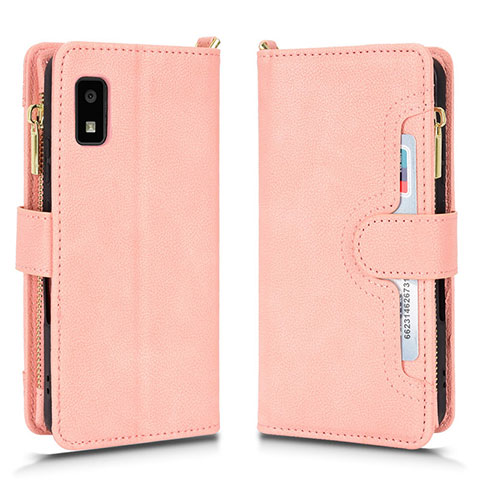 Coque Portefeuille Livre Cuir Etui Clapet BY2 pour Sharp Aquos wish2 Or Rose