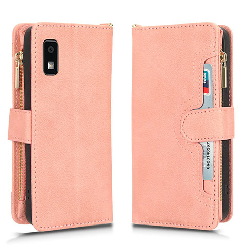 Coque Portefeuille Livre Cuir Etui Clapet BY2 pour Sharp Aquos wish3 Or Rose